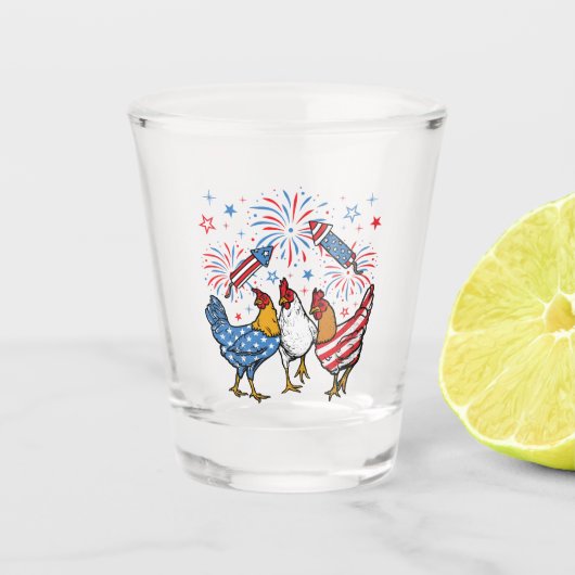 Patriotic 4. Juli Flag Chicken USA Flag Schnapsglas (Vorderseite)