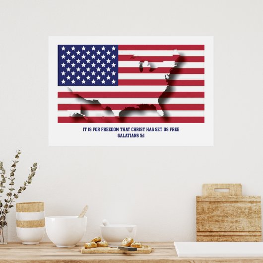 PATRIOTIC 4. JULI für Freiheit Christi Set uns fre Poster (Küche)