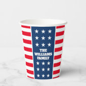 Patriotic 4. Juli Party Stars & Streifen nach Maß Pappbecher (Rückseite)