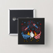 Patriotic 4. Juli Platz der Chicken USA Flag Button (Vorne & Hinten)