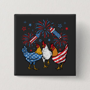 Patriotic 4. Juli Platz der Chicken USA Flag Button