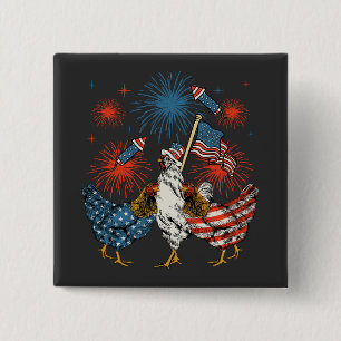 Patriotic 4. Juli Platz der Chicken USA Flag Button
