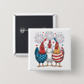 Patriotic 4. Juli Platz der Chicken USA Flag Button (Vorne & Hinten)
