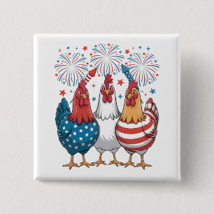 Patriotic 4. Juli Platz der Chicken USA Flag Button
