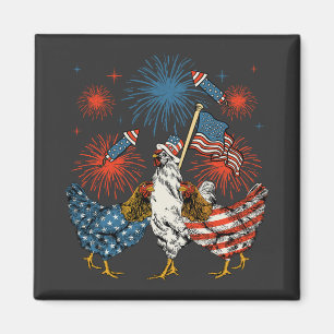Patriotic 4. Juli Platz der Chicken USA Flag Magnet