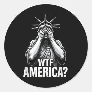 Patriotic 4. Juli Statue der Freiheit Wtf amerikan Runder Aufkleber