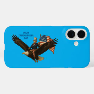 Patriotic 4. Juli Uncle Sam Riding a Bald Eagle UR iPhone 16 Hülle