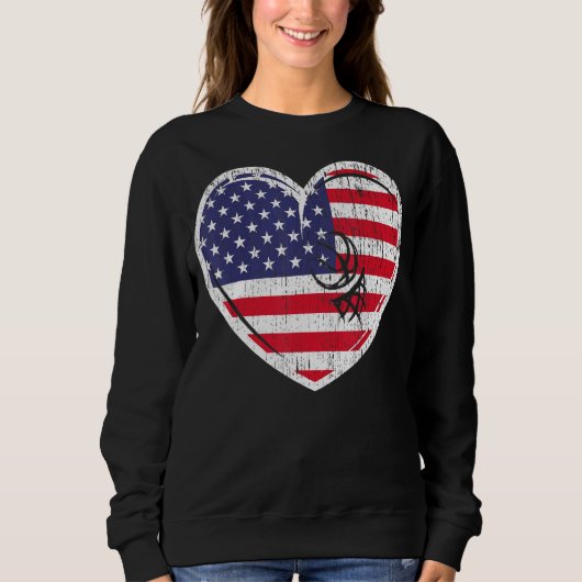Patriotic 4. Juli US Flag Red White & Blue Bas Sweatshirt (Vorderseite)