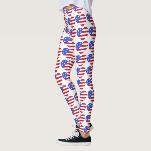 Patriotic 4. Juli USA Flag Heart Red White & Blue Leggings (Links)