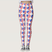 Patriotic 4. Juli USA Flag Heart Red White & Blue Leggings (Vorderseite)