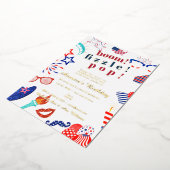 Patriotic 4. Juli Vierte Boom Fizzle Pop GRILLEN Folieneinladung (Gedreht)