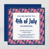 Patriotic 4TH JULY American Flag Blue Party Einladung (Vorne/Hinten)