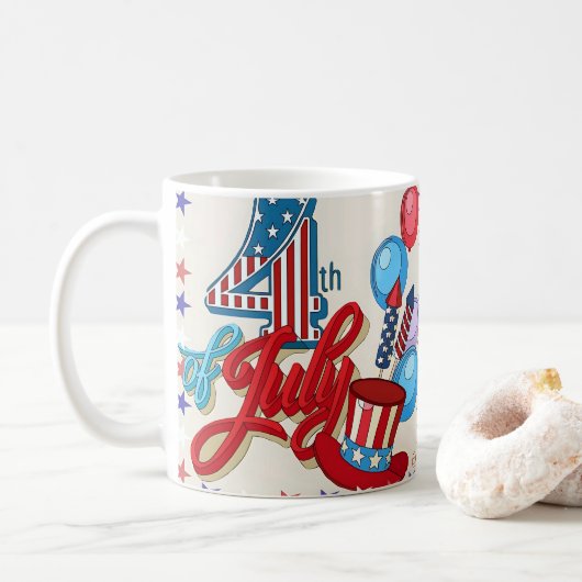 Patriotic 4th of July Mug USA Independence Day Kaffeetasse (Mit Donut)