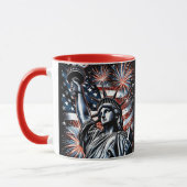 Patriotic 4th of July Mug USA Independence Day Tasse (Links)