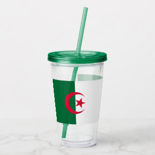 Patriotic Acrylic Tumbler mit der Flagge Algeriens Acryltrinkbecher