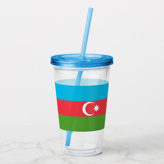 Patriotic Acrylic Tumbler mit der Flagge Aserbaids Acryltrinkbecher (Rückseite)