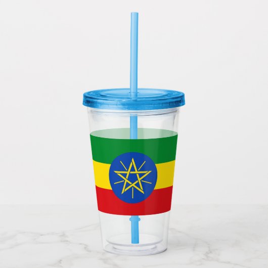 Patriotic Acrylic Tumbler mit der Flagge Äthiopien Acryltrinkbecher (Vorderseite)