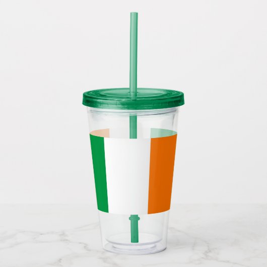 Patriotic Acrylic Tumbler mit der Flagge Irlands Acryltrinkbecher (Vorderseite)