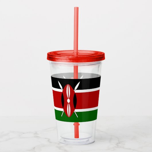 Patriotic Acrylic Tumbler mit der Flagge Kenias Acryltrinkbecher (Vorderseite)