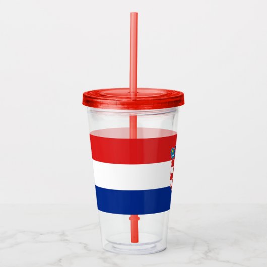 Patriotic Acrylic Tumbler mit der Flagge Kroatiens Acryltrinkbecher (Vorderseite)