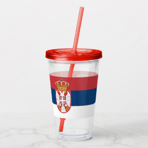 Patriotic Acrylic Tumbler mit der Flagge Serbiens Acryltrinkbecher