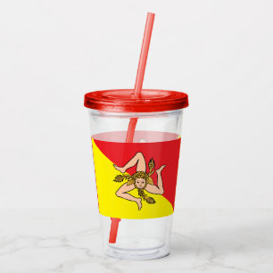 Patriotic Acrylic Tumbler mit der Flagge Siziliens Acryltrinkbecher
