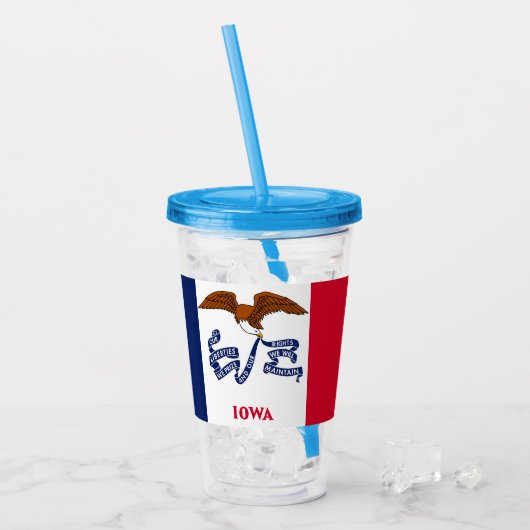 Patriotic Acrylic Tumbler mit der Flagge von Iowa Acryltrinkbecher (Vorderseite Ice)