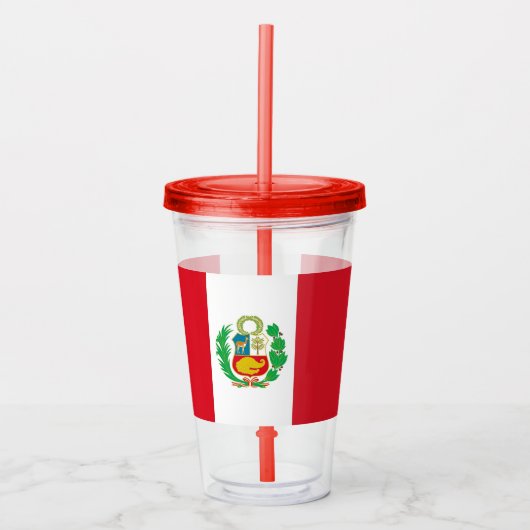 Patriotic Acrylic Tumbler mit Fahne von Peru Acryltrinkbecher (Vorderseite)