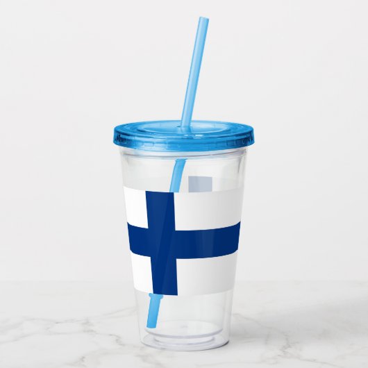 Patriotic Acrylic Tumbler mit finnischer Flagge Acryltrinkbecher (Rückseite)