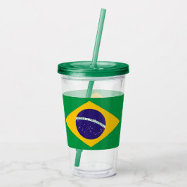 Patriotic Acrylic Tumbler mit Flagge Brasiliens Acryltrinkbecher