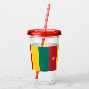 Patriotic Acrylic Tumbler mit Flagge Kameruns Acryltrinkbecher