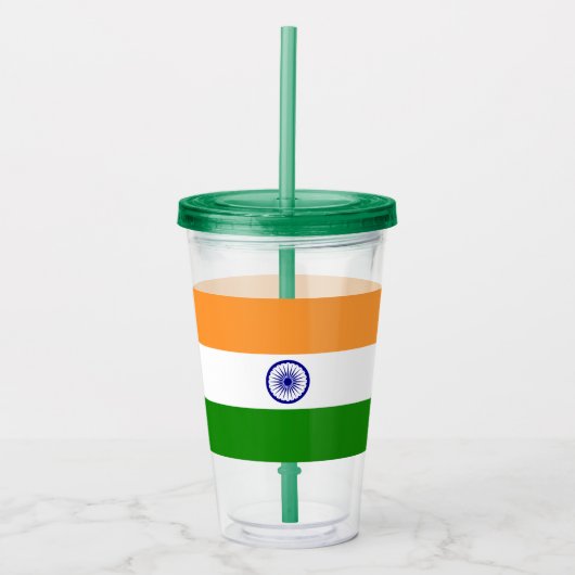 Patriotic Acrylic Tumbler mit indischer Flagge Acryltrinkbecher (Vorderseite)