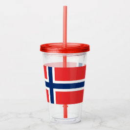 Patriotic Acrylic Tumbler mit norwegischer Flagge Acryltrinkbecher