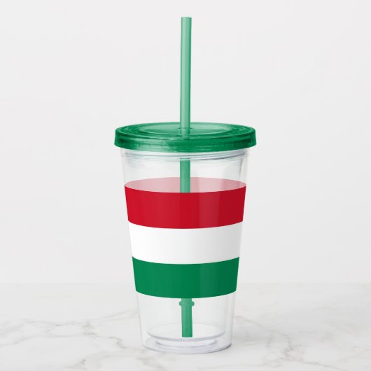 Patriotic Acrylic Tumbler mit ungarischer Flagge Acryltrinkbecher (Vorderseite)