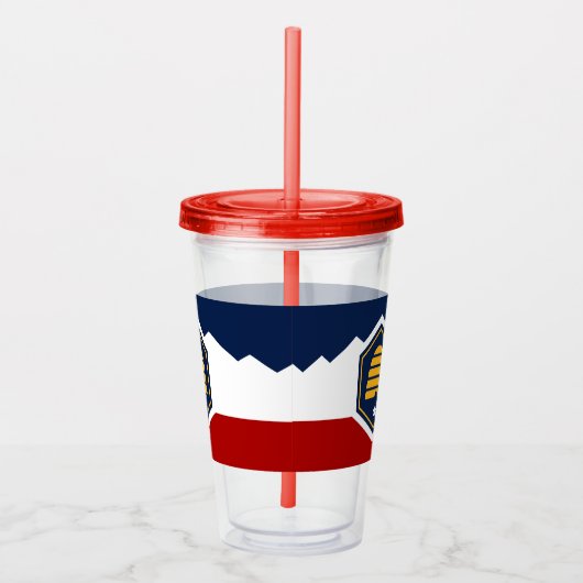 Patriotic Acrylic Tumbler with flag of Utah, USA Acryltrinkbecher (Rechts)