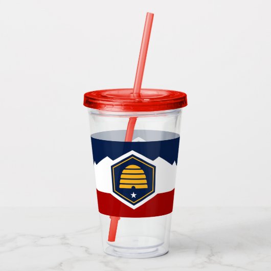 Patriotic Acrylic Tumbler with flag of Utah, USA Acryltrinkbecher (Rückseite)