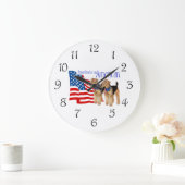Patriotic Airedale Terriers Große Wanduhr (Zuhause)