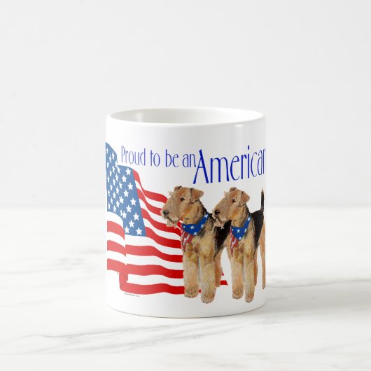 Patriotic Airedale Terriers Kaffeetasse (Mittel)