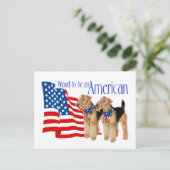Patriotic Airedale Terriers Postkarte (Stehend Vorderseite)