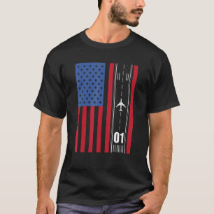 Patriotic Airplane American Pilot Flugzeug Aviati T-Shirt