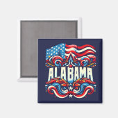 Patriotic Alabama Abstraktes Dekorationsdesign Magnet (Vorderseite/Rückseite)