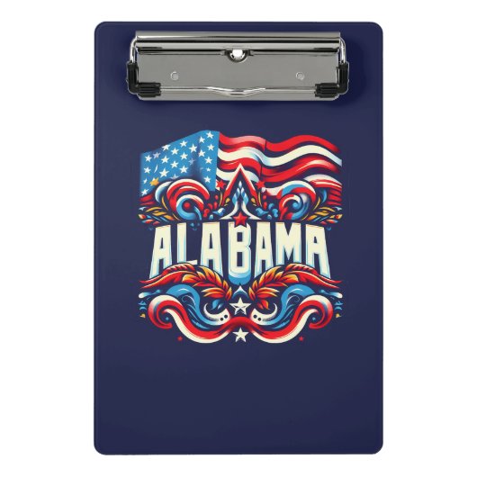 Patriotic Alabama Abstraktes Dekorationsdesign Mini Klemmbrett (Vorderseite)