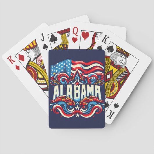 Patriotic Alabama Abstraktes Dekorationsdesign Spielkarten (Rückseite)