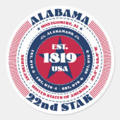 Patriotic Alabama Circle Design Sticker (Vorderseite)