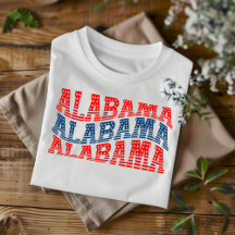 Patriotic Alabama Red and Blue Boho T - Shirt