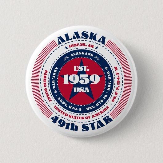 Patriotic Alaska Circle mit Staat Details Button (Vorderseite)
