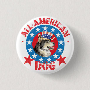 Patriotic Alaskan Malemute Button