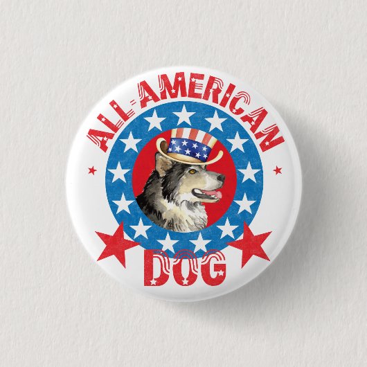 Patriotic Alaskan Malemute Button (Vorderseite)