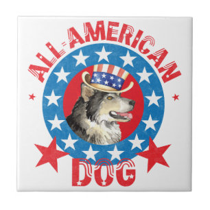 Patriotic Alaskan Malemute Fliese