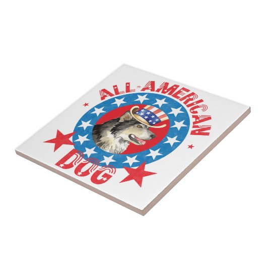 Patriotic Alaskan Malemute Fliese (Seite)
